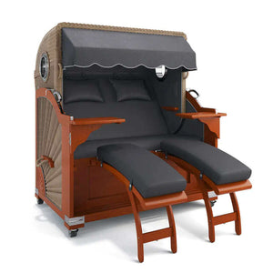 Strandkorb Keitum Mahagoni 130 cm Rattangeflecht Dessin Heritage anthrazit 35300 - Strandkorb Fachhandel Prieß