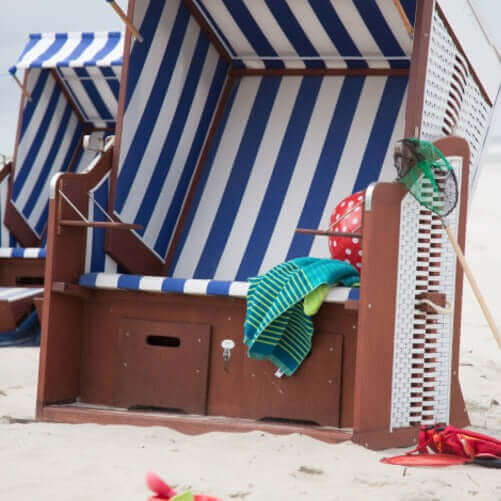 Strandkorb Trendy Profi Ostsee Fehmarn, Mahagoni, PE weiss, Des. 991 - Strandkorb Fachhandel Prieß