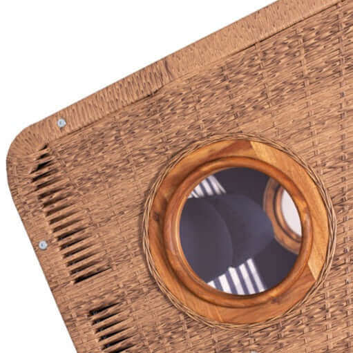 Strandkorb Trendy Trend 45, mit Bullaugen, PE-Geflecht walnut, Dessin 743 - Strandkorb Fachhandel Prieß