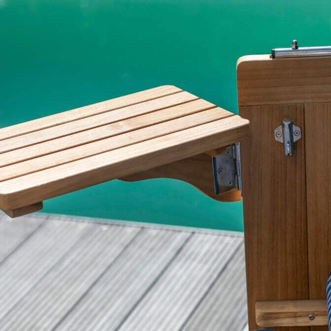 Strandkorb deVries PURE Friesland Sylt Teak PE white kubu Dessin 157 - Strandkorb Fachhandel Prieß