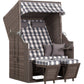 Strandkorb Trendy PURE Standard PE grey Dessin 478 mit Karo-Polsterung und Fußstützen, gemütlicher Strandkorb für zwei Personen