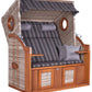 Strandkorb Trendy PURE Wave XL Bullaugen PE seashell Dessin 402 grau mit Holzgestell und Streifenpolsterung