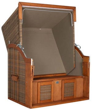 Strandkorb Tinnum Pinie PE griseum Dessin 574 sand beige/weiss