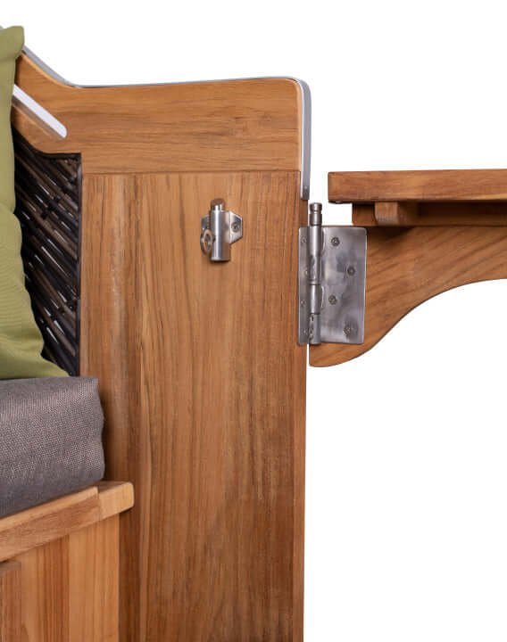 Strandkorb Trendy PURE Seaside XL Teak Bullaugen PE antique brown Dessin 490 - Strandkorb Fachhandel Prieß