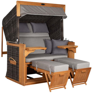 Strandkorb deVries PURE Friesland Sylt Teak PE stone grey Dessin 251