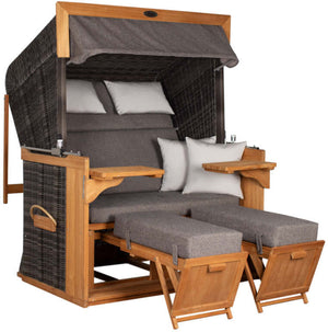 Strandkorb deVries PURE Friesland Sylt Teak PE stone grey Dessin 252