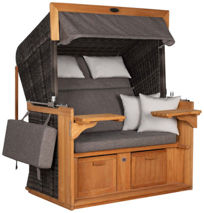 Strandkorb deVries PURE Friesland Sylt Teak PE stone grey Dessin 252