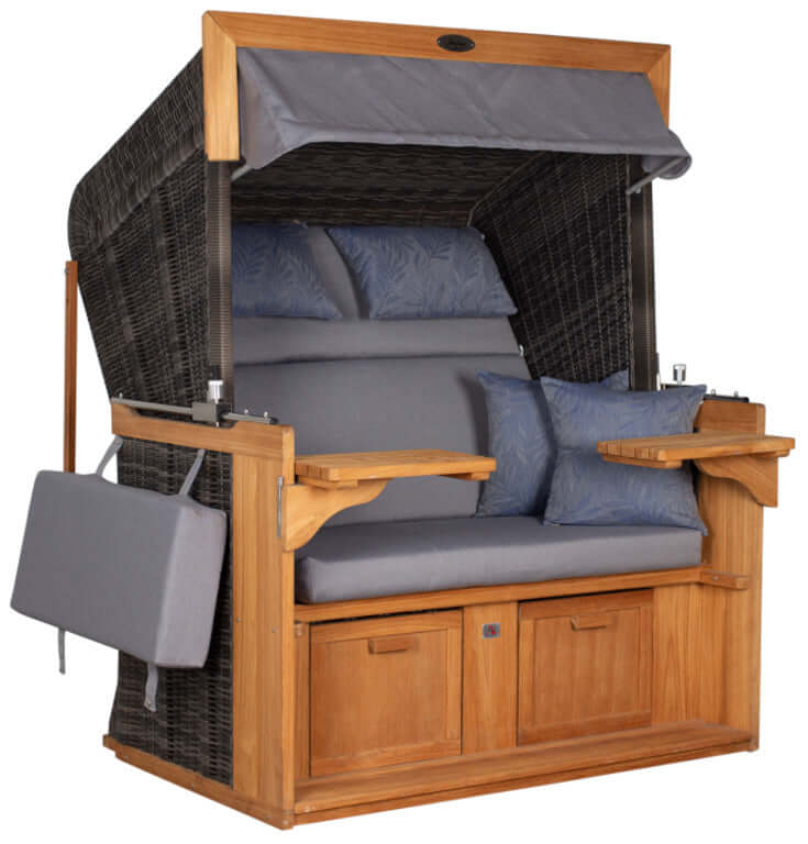 Strandkorb deVries PURE Friesland Sylt Teak PE stone grey Dessin 253