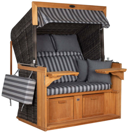 Strandkorb deVries PURE Friesland Sylt Teak PE stone grey Dessin 254