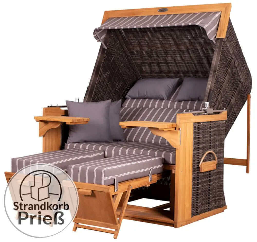 Strandkorb deVries PURE Friesland Sylt Teak PE stone grey Dessin 235 - Strandkorb Fachhandel Prieß