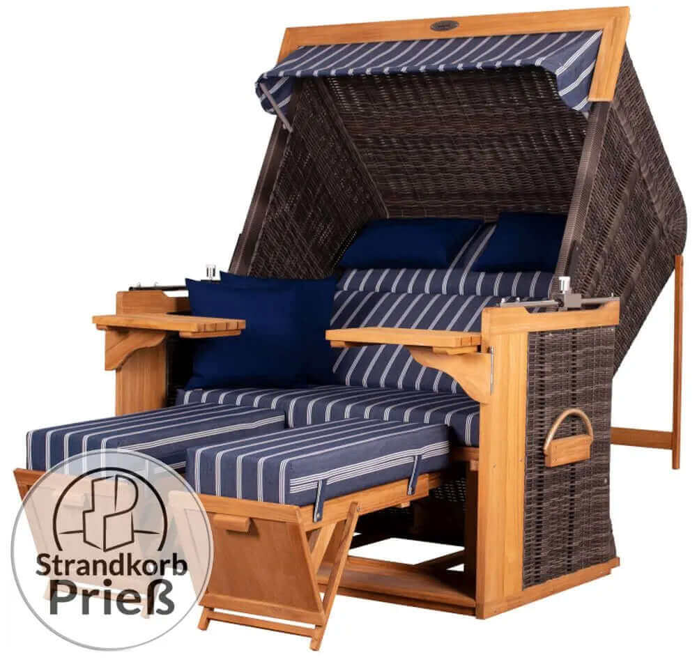 Strandkorb deVries PURE Friesland Sylt Teak PE stone grey Dessin 236 - Strandkorb Fachhandel Prieß
