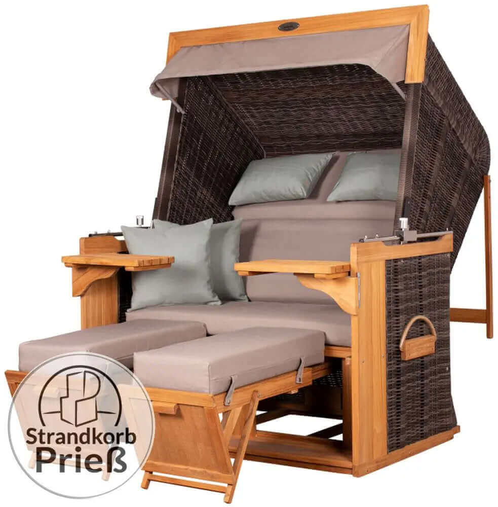 Strandkorb deVries PURE Friesland Sylt Teak PE stone grey Dessin 483 - Strandkorb Fachhandel Prieß