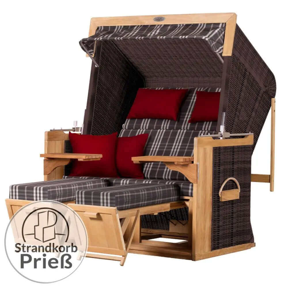 Strandkorb deVries PURE Friesland Sylt Teak PE stone grey Dessin 188 - Strandkorb Fachhandel Prieß