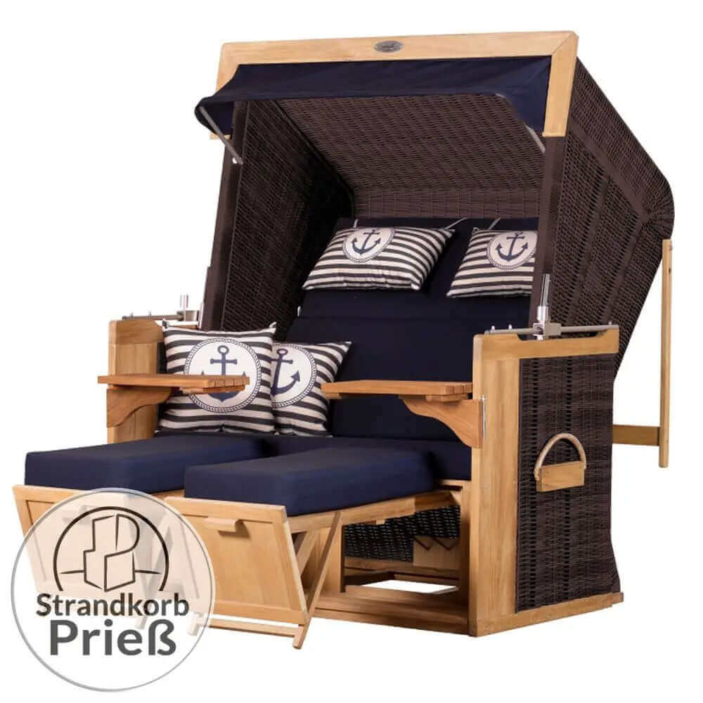 Strandkorb deVries PURE Friesland Sylt Teak PE stone grey Dessin 198 - Strandkorb Fachhandel Prieß