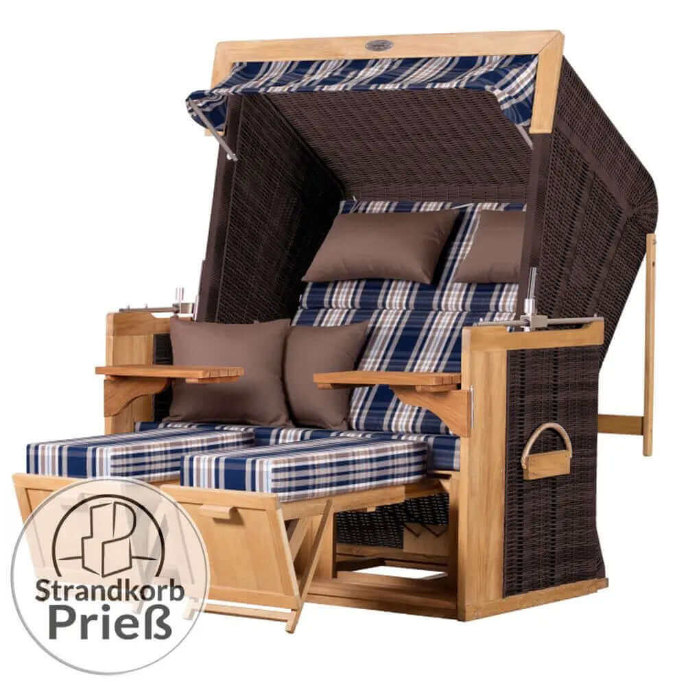Strandkorb deVries PURE Friesland Sylt Teak PE stone grey Dessin 159 - Strandkorb Fachhandel Prieß