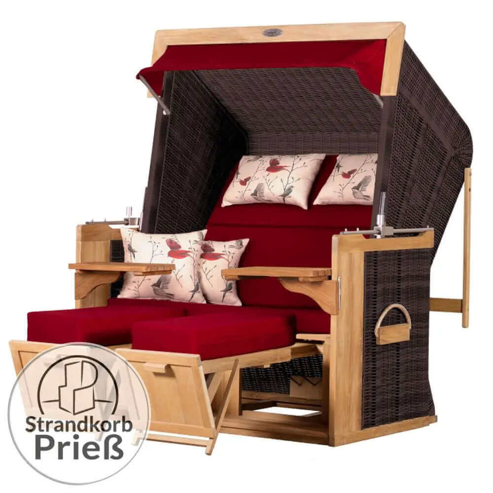 Strandkorb deVries PURE Friesland Sylt Teak PE stone grey Dessin 107 - Strandkorb Fachhandel Prieß