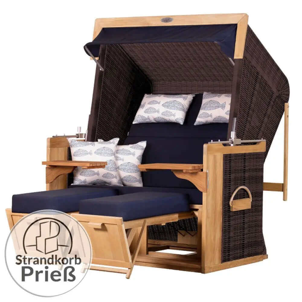 Strandkorb deVries PURE Friesland Sylt Teak PE stone grey Dessin 197 - Strandkorb Fachhandel Prieß