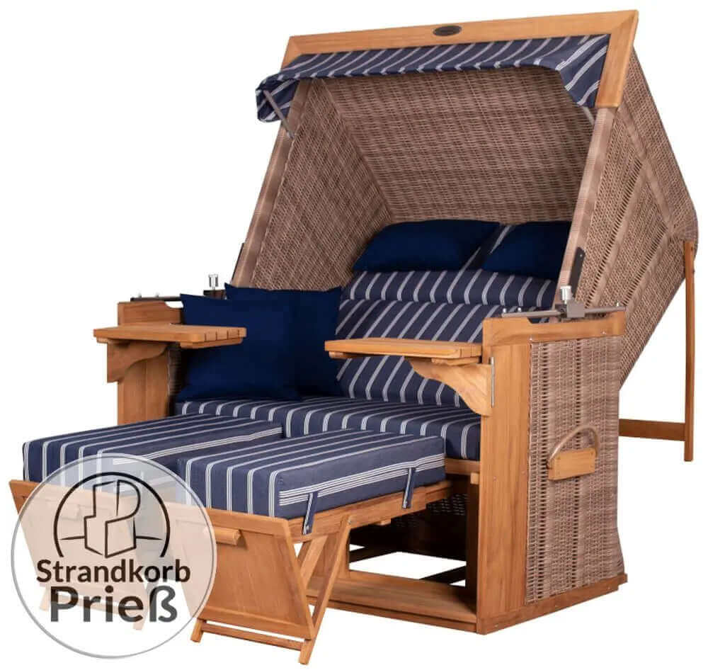 Strandkorb deVries PURE Friesland Sylt Teak PE white kubu Dessin 236 - Strandkorb Fachhandel Prieß