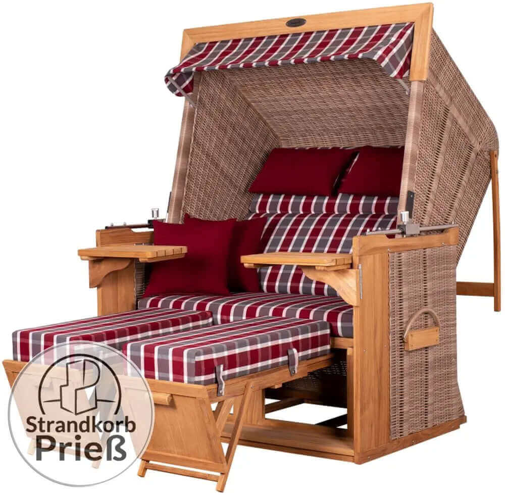 Strandkorb deVries PURE Friesland Sylt Teak PE white kubu Dessin 230 - Strandkorb Fachhandel Prieß