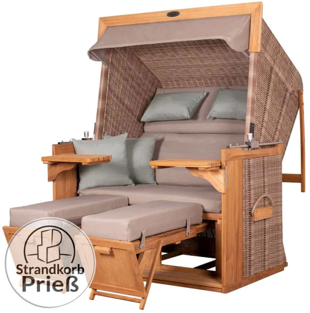 Strandkorb deVries PURE Friesland Sylt Teak PE white kubu Dessin 483 - Strandkorb Fachhandel Prieß