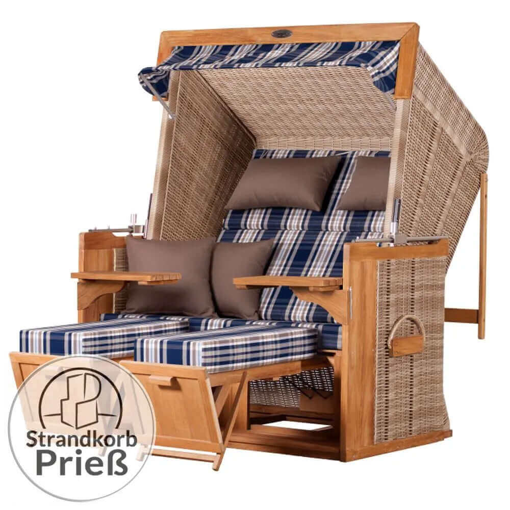 Strandkorb deVries PURE Friesland Sylt Teak PE white kubu Dessin 159 - Strandkorb Fachhandel Prieß