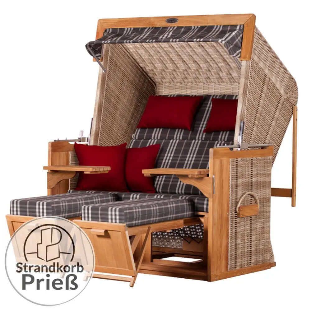 Strandkorb deVries PURE Friesland Sylt Teak PE white kubu Dessin 188 - Strandkorb Fachhandel Prieß