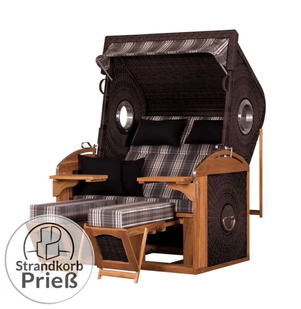 Strandkorb deVries Sailor Teak XL PE stone-grey, Dessin 147 - Strandkorb Fachhandel Prieß