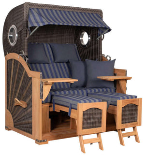 Strandkorb deVries PURE Seemöwe Teak PE stone grey 3 Größen wählbar, Des. 249 - Strandkorb Fachhandel Prieß