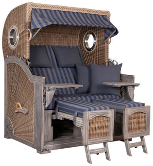 Strandkorb deVries PURE Seemöwe Vintage PE white kubu 3 Größen wählbar, Des. 249 - Strandkorb Fachhandel Prieß