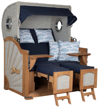 Strandkorb deVries Aruba XL mit Rope Kordel-Geflecht in ivory, gemütliche Sitzmöbel für den perfekten Sommermoment.