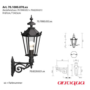 Historische Wandleuchte Berlin 1000, 67 cm