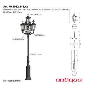 Historischer Kandelaber 5-flammig Berlin 1032, 320 cm