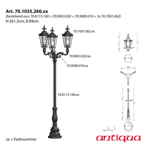 Historischer Kandelaber 3-flammig Berlin 1035, 261 cm