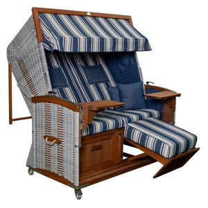 Strandkorb Eiderstedter Typ 4, Form Welle, Dessin cerda-listado-balta-marino-claro-33 Nr. 45 - Strandkorb Fachhandel Prieß