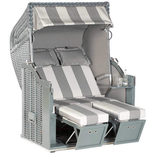 Strandkorb mit grauem Stoff-Dessin