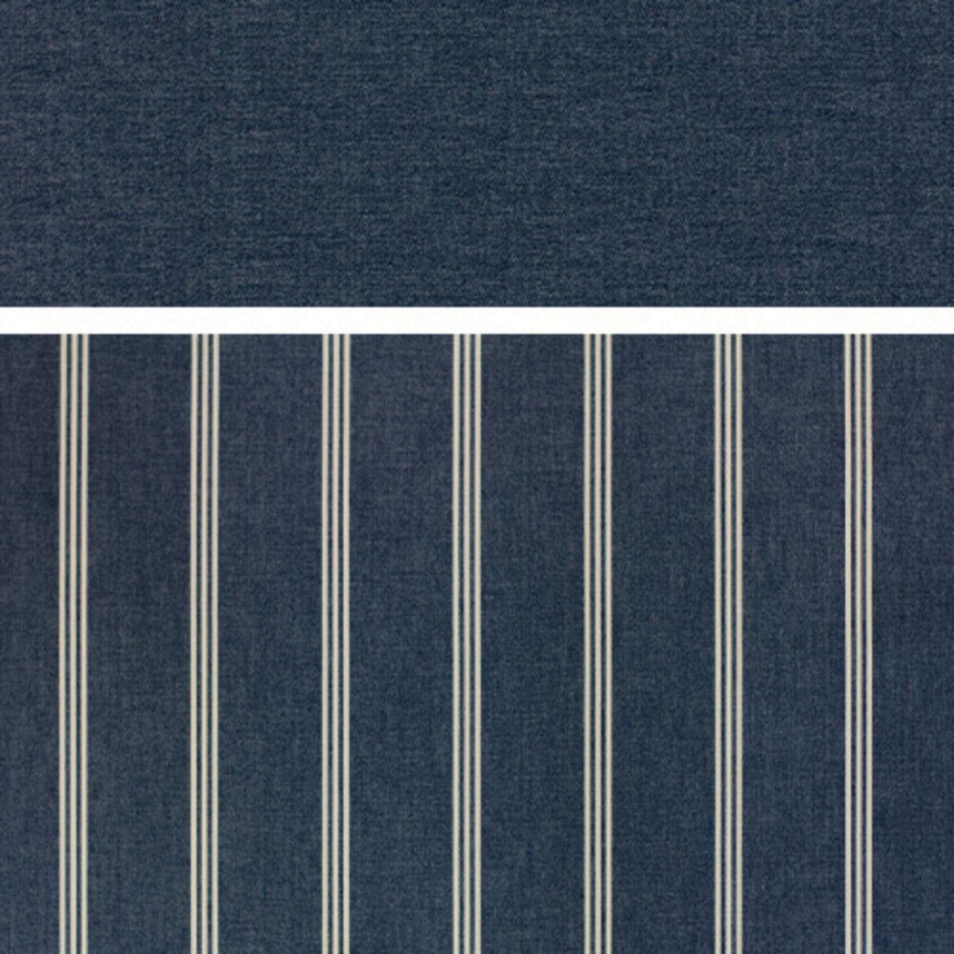 Stoffmuster Dessin 236 blau weiß für Strandkorb devries Aruba XL Rope mit anthrazitfarbenem Kordel-Geflecht