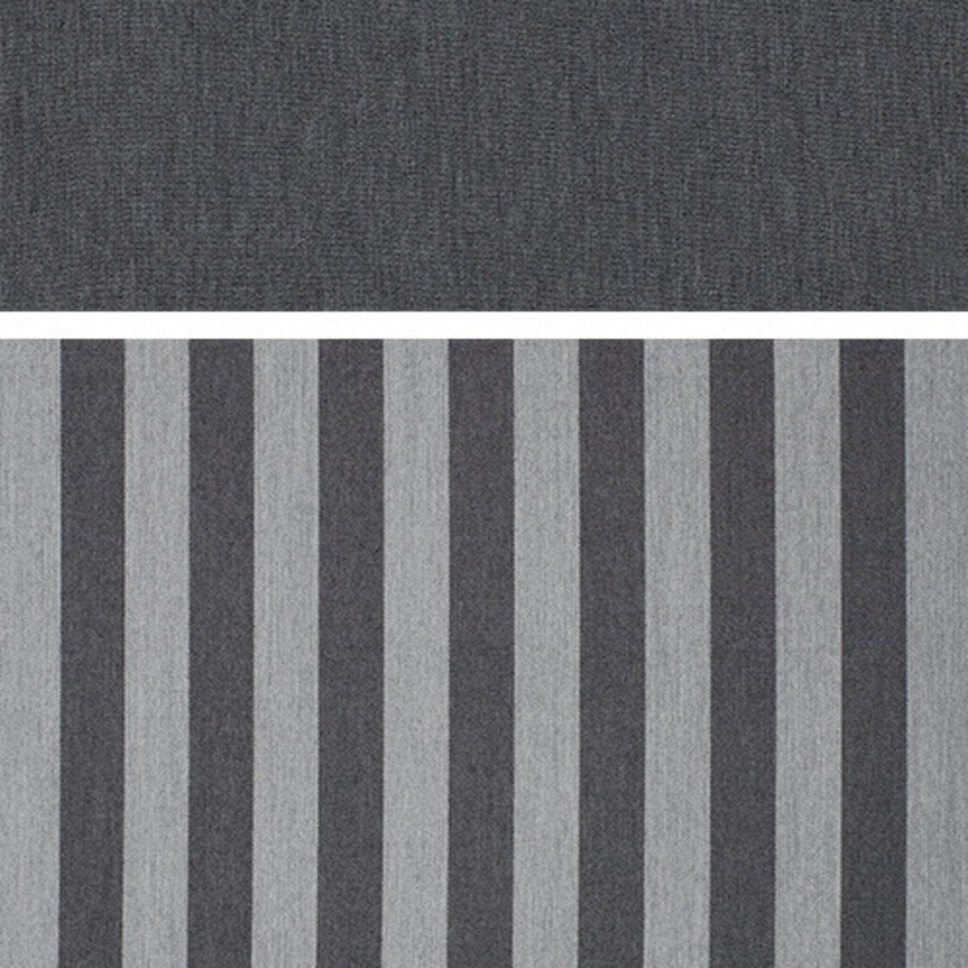 Strandkorb Bezug Dessin 254 grau anthrazit mit dunkelgrauem Oberteil und grauen Längsstreifen für deVries Aruba XL Rope