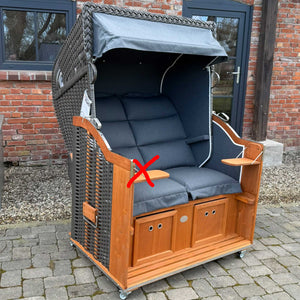 Strandkorb Sonnenpartner Modell Classic PVC anthrazit, Holz lasiert, Dessin anthrazit charcoal deluxe
