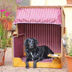 Hundestrandkorb PE natur gestreift rot