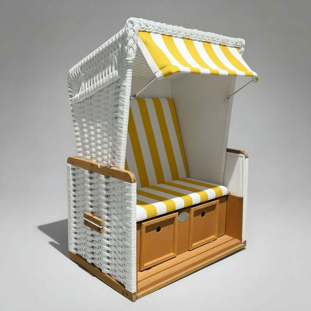 Kinder Strandkorb gelb weiß