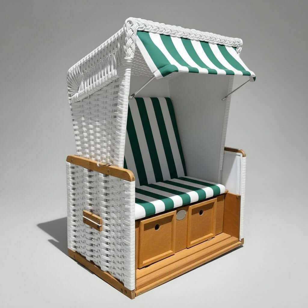 Kinder Strandkorb grün weiss