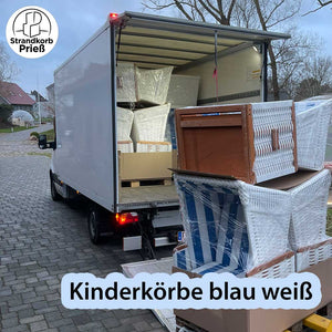 Mini-Strandkorb Kunststoffgeflecht weiß, Dessin 20 blau weiss - der Kinderkorb - Strandkorb Fachhandel Prieß