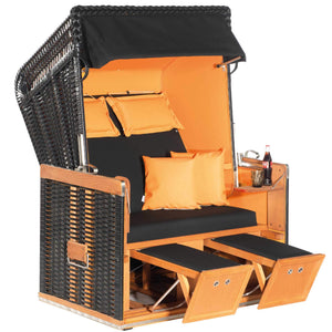 Strandkorb Konsul schwarz orange: eleganter Strandkorb für zwei Personen mit ergonomischer Konstruktion und robustem Design.