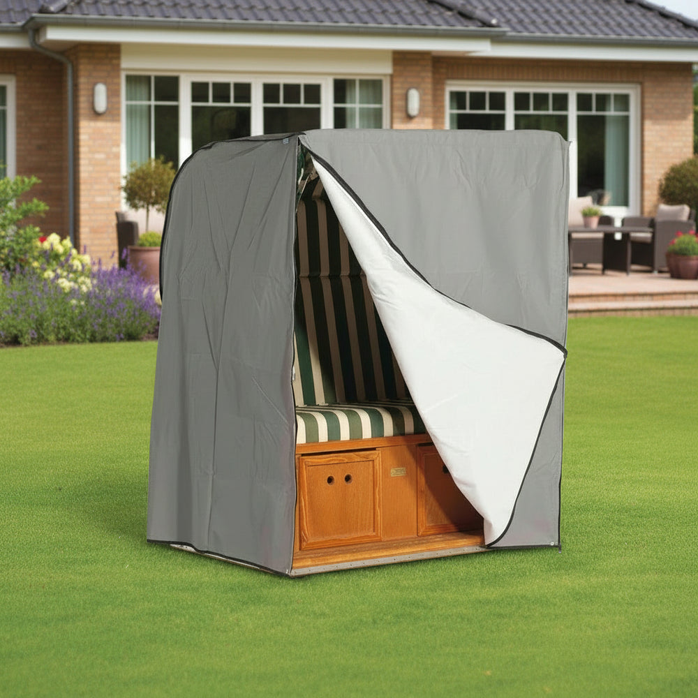 Strandkorb Schutzhülle grau, atmungsaktiv, robuste Qualität, Gartenmöbel Schutz