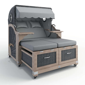 Strandkorb Lounge Stilkorb Buxtehude Teak Vintage Dessin Heritage hellgrau