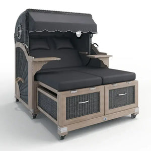 Strandkorb Lounge Stilkorb Buxtehude Teak Vintage Dessin San Sebastian anthrazit