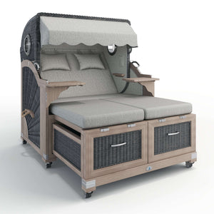 Strandkorb Lounge Stilkorb Buxtehude Teak Vintage Dessin Amsterdam grau