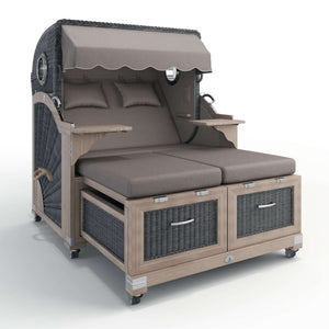 Strandkorb Lounge Stilkorb Buxtehude Teak Vintage Dessin San Sebastian mittelgrau