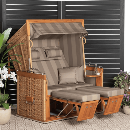 8166 Strandkorb Sonnenpartner Modell Präsident Teak Hyazinthoptik Dessin 39 braun