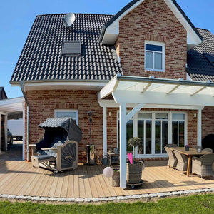 7055 Strandkorb Prieß, Modell Meister, Foto zeigt Lärche Holz Vintage grau lasiert, PE-Geflecht anthrazit, Größe wählbar, Stoff-Dessin wie abgebildet